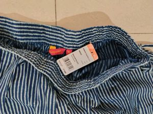 Morpankh Soft Cotton XL Blue Striped Palazzo Pants