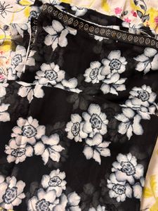 Floral Black Saree