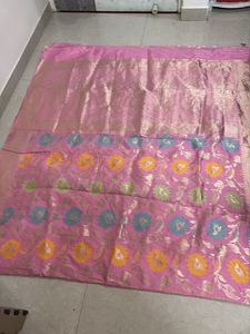 Pink Saree With Ready Blouse
