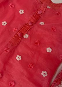 Pink Floral Embroidered Kurta UNUSED