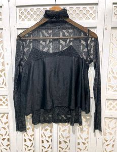 Y2K Stylish Black Mesh Top A