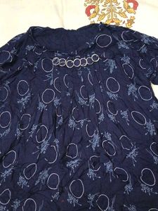 Patterned Navy Blue Crop Top