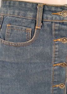 Denim Button-Front Skirt