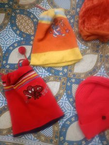 Combo Of 5 Winter Caps &amp; Gloves Pair For 2-4 Years