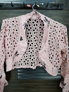 Pink Floral Lace Shrug