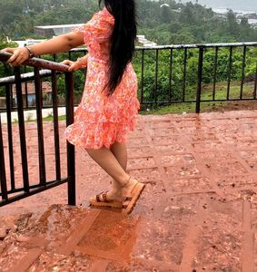 Floral Print Ruffle Hem Dress
