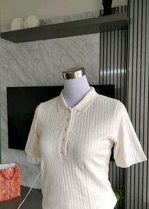 🆕 UNIQLO Polo Neck Ribbed Top