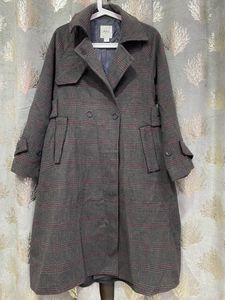 Korean Long Over Coat In Check Pattern