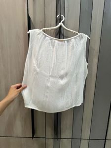 White Embroidered Tank Top