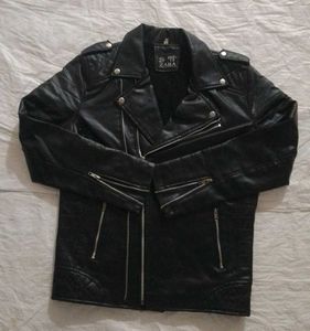 Zara Black Faux Leather Biker Jacket