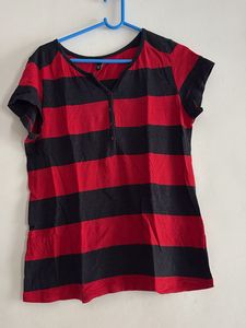Striped Tee - Red and Black