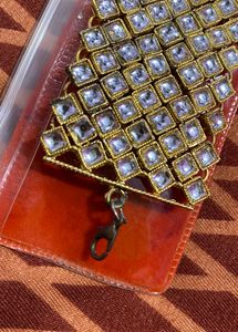 Women Golden Kundan Broad  Bracelet