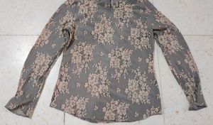 Grey and peach lace transparent top