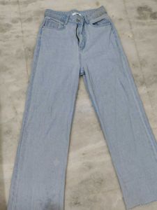 Wide Leg Blue Jeans For Women