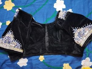 Black VELVET Embellished Blouse
