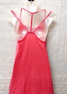 Peach Designer Back Cotton Comfy Dress