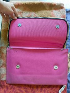 Animation Magenta Clutch With Silver Chain