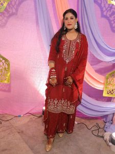 Red Embroidered Kurta Set