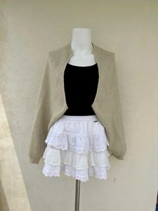 Beige Ribbed Knit Shrug