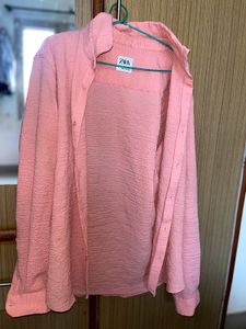 Zara Pink Textured Shirt