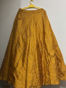 Elegant Gold Brocade Lehenga Skirt