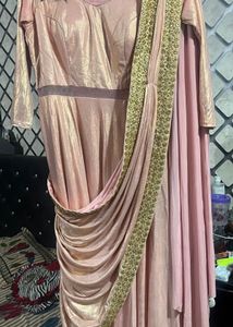 Pink Gold Saree Gown