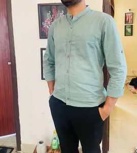 Highlander Slim Fit Grandad Collar Shirt