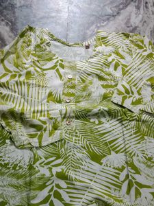 Green Leaf Print Kurta Set