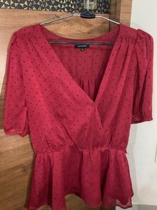 Red Polka Dot Peplum Top