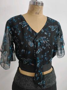 Floral Top &amp; Denim Skirt Set