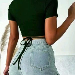 Emerald Green Crisscross Crop Top