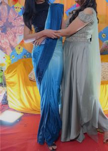 Women Blue Ready To Wear Saree