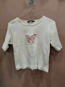 Cute Butterfly Embroidered Top