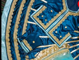Heavy 24 Kali Satin Poshak With Contrast Oudhni