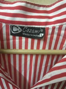 Striped Peplum Top with Rose Detail