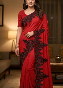 Red Embellished Saree