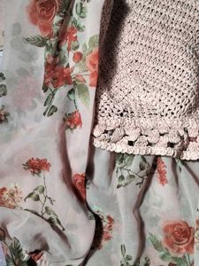 Floral Crochet Pink Top