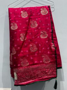 Elegant Pink Saree with Green Blouse