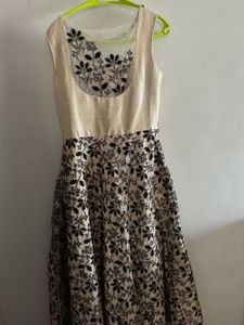 Elegant Beige &amp; Black Party Dress