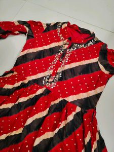 Red & Black Striped Kurta