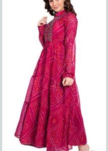 Magenta Bandhani Print Kurta