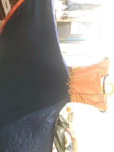 Peach &amp; Blue Embroidered Anarkali Dress
