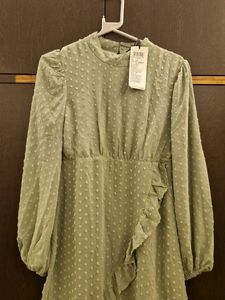 Chic Sage Green Ruffle Mini Dress