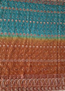 Blue-Brown Fully Embellished Bridal Dupatta