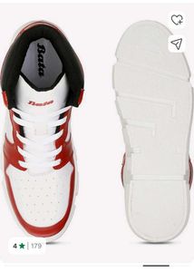 Bata Stylish Red &amp; White Sneakers