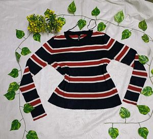 H&amp;M Striped Mock Neck Sweater