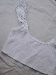White Eyelet Crop Top