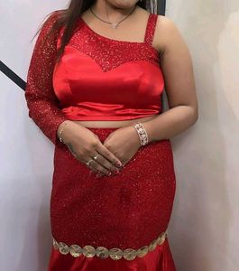 Red Sequin Lehenga Choli Set