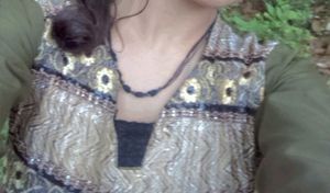 Cute Dress With Threads Work On Upper Side