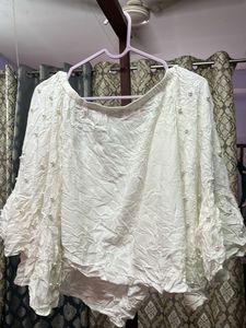 Pearl Sleeved White Top